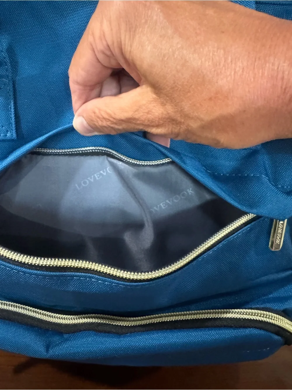 Lovevook Blue Everyday Backpack with Gold Hardware and Charging Station